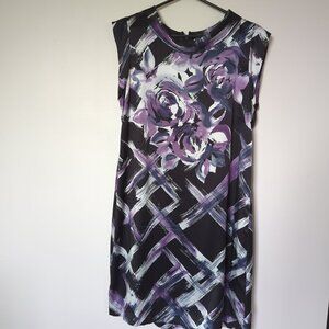 Planet 100% Silk Purple Floral Mock Neck Dress, Size 12/EU 40
